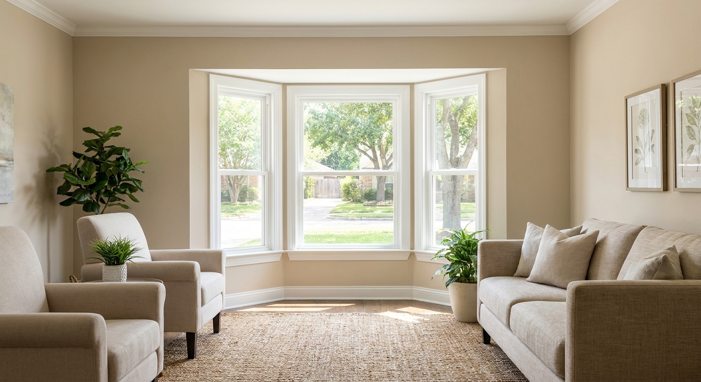 Bay window installed in a Houston living room