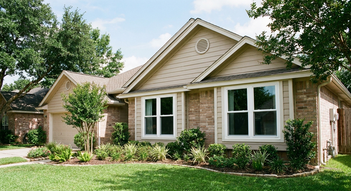 Double-hung replacement windows on a Houston home